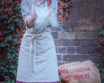 Handmade Eco Friendly Natural Linen Worker's Apron - Made to order