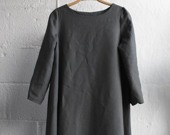 REDUCED PRICE - Baird McNutt Pure Irish Linen A-Line Trapeze Dress - Glenariff Grey - Size UK 10