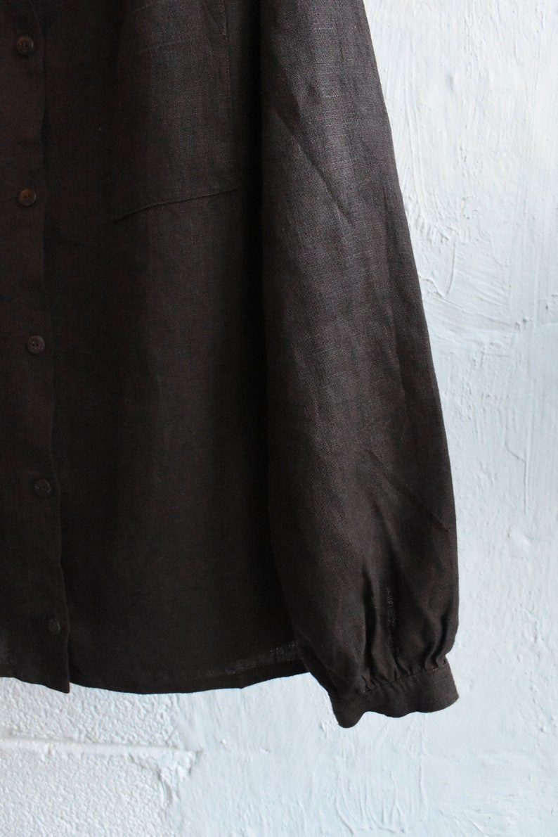 Handmade 'Beth' Blouse Edwardian Prairie Style Gathered Eco Tumbled Linen Shirt Made to Order image 6