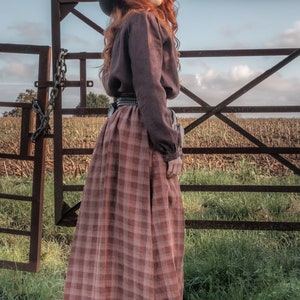 Handmade Edwardian Prairie Style Gathered Eco Linen Shirt / Blouse by Ivy Bird and me