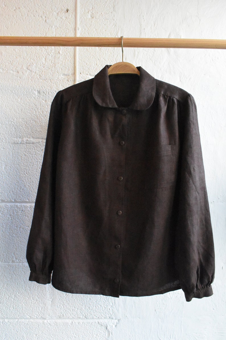 Handmade 'Beth' Blouse Edwardian Prairie Style Gathered Eco Tumbled Linen Shirt Made to Order image 4