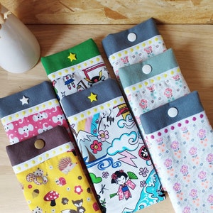 Etui à lunettes pour enfant en tissu coton / animaux de la forêt / éléphant / fleurs /manga image 1