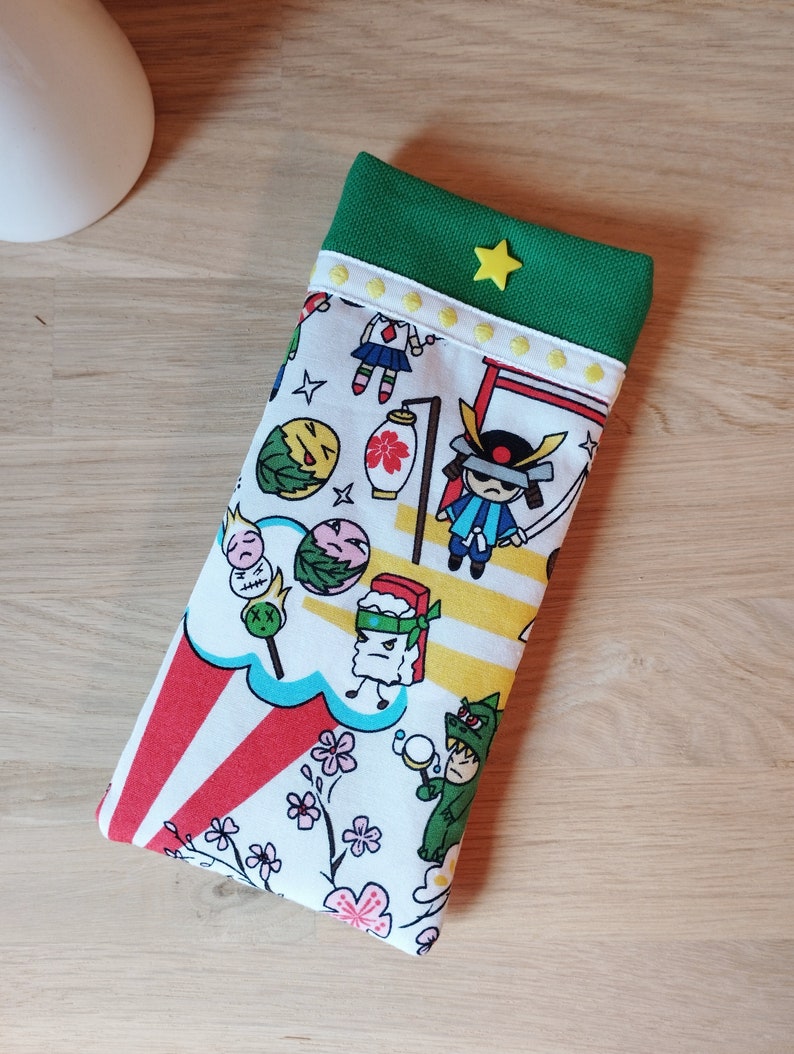 Etui à lunettes pour enfant en tissu coton / animaux de la forêt / éléphant / fleurs /manga image 2