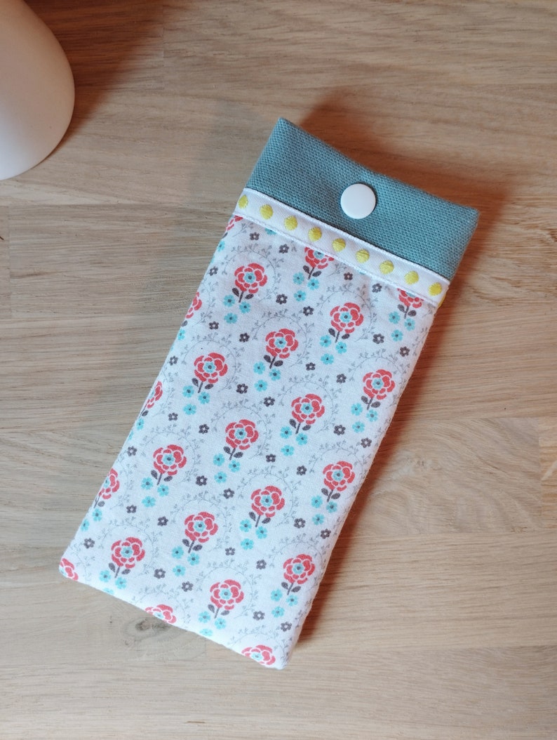 Etui à lunettes pour enfant en tissu coton / animaux de la forêt / éléphant / fleurs /manga image 5