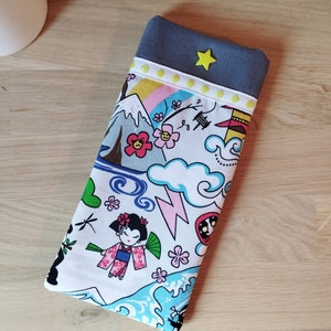 Etui à lunettes pour enfant en tissu coton / animaux de la forêt / éléphant / fleurs /manga image 3