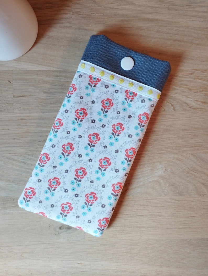 Etui à lunettes pour enfant en tissu coton / animaux de la forêt / éléphant / fleurs /manga image 6