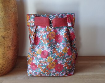 Bolsa/bolsa impermeable en tejido de algodón recubierto floral/bolsa húmeda/bolsa impermeable/bolsa de pañales/lavable/reutilizable/cierre de mosquetón.