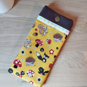 Etui à lunettes pour enfant en tissu coton / animaux de la forêt / éléphant / fleurs /manga image 7