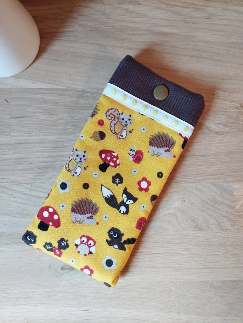 Etui à lunettes pour enfant en tissu coton / animaux de la forêt / éléphant / fleurs /manga image 7