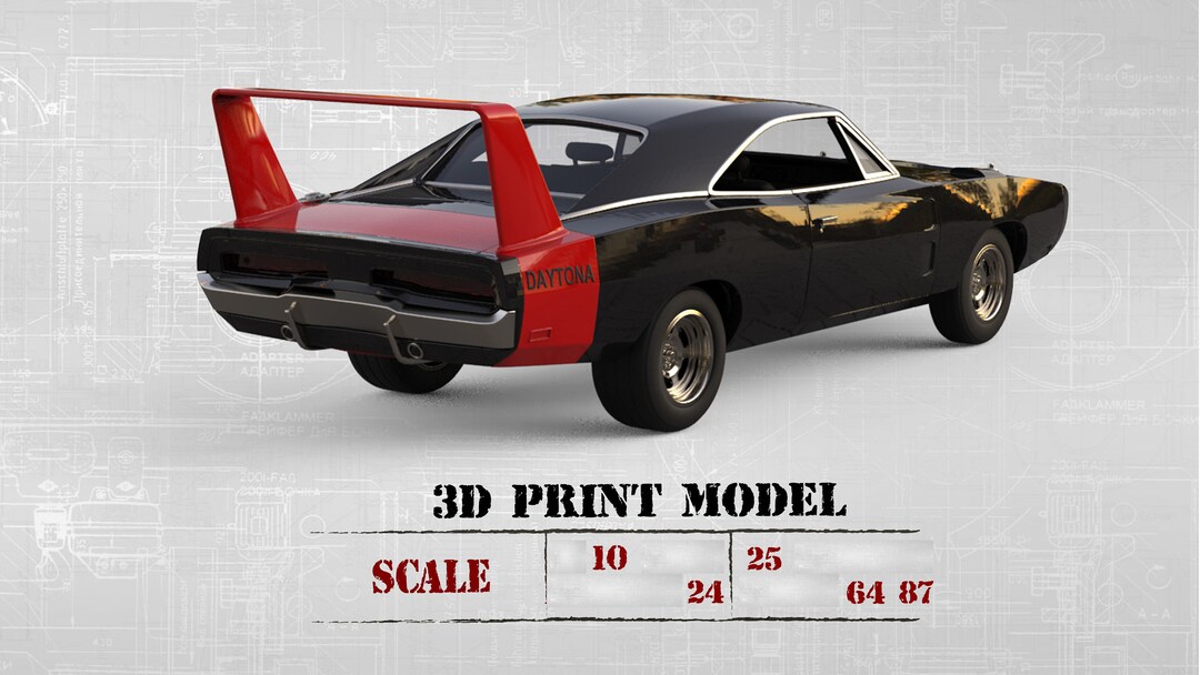Dayton Charger, 1969 Sport Car 3D Model Ready to Print, STL File, 3D