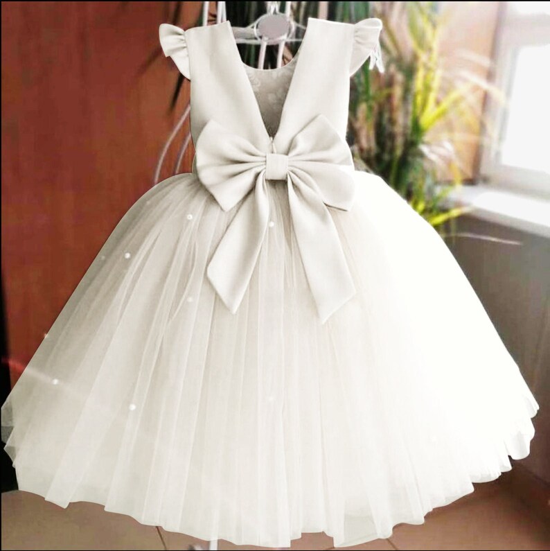 Pearl Flower Girl Dress With Matching Pearl Headband White Etsy