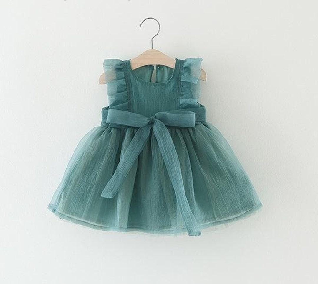 Sage Green Baby Dress Baby Girl Romper Organza Baby Dress Baby Etsy