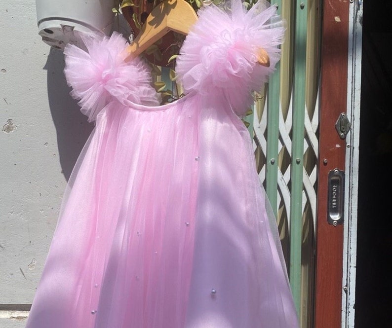 Blush Pink Flower Girl Dress With Matching Pearl Headband Etsy