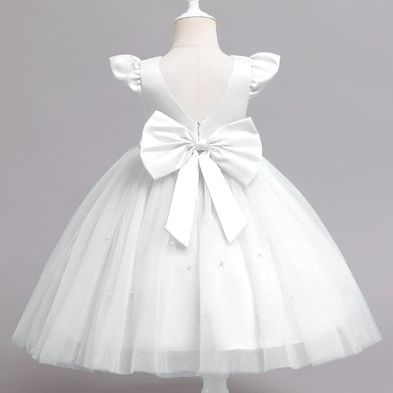 Pearl Flower Girl Dress With Matching Pearl Headband White Etsy