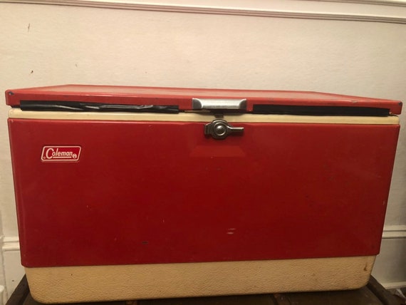 vintage red coleman cooler