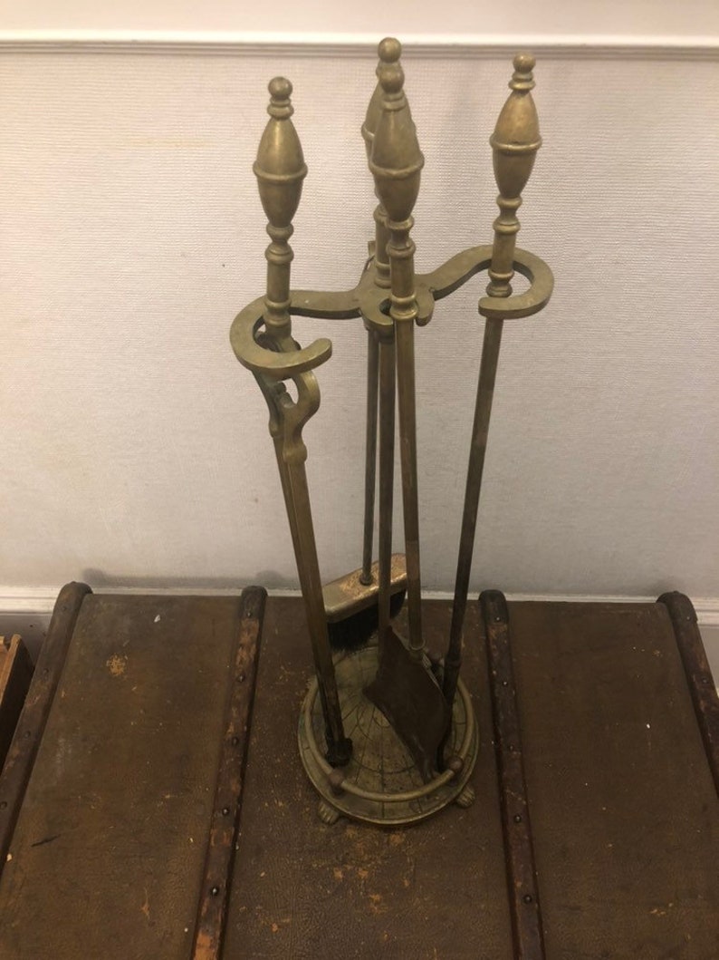 Vintage Brass Fireplace Set Etsy