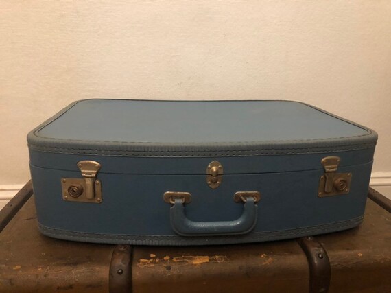 Vintage Blue Round Top Suitcase