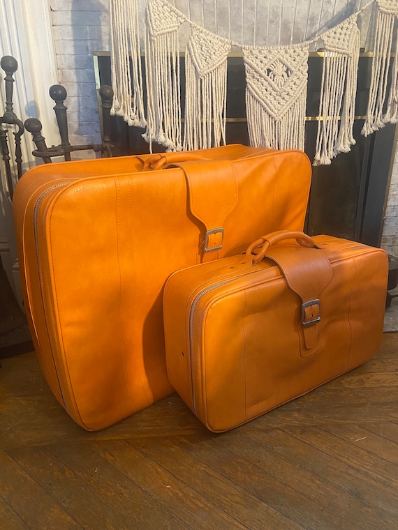 Set of 2 Vintage Orange Samsonite  Suitcases