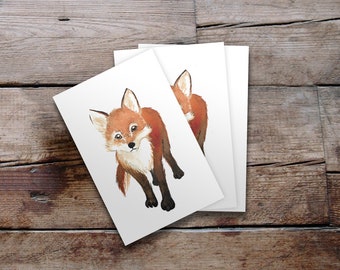 Watercolor illustrated cards - Children's room decoration - Fox