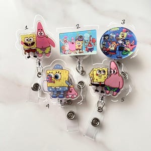 Spongebob and Patrick Star Retractable Acrylic Badge Reels