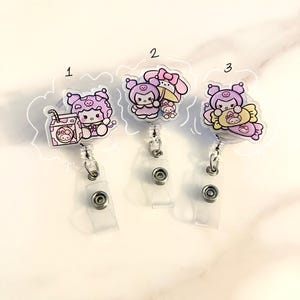 Cartoon Rabbit Acrylic Badge Reel: Retractable Alligator Clip