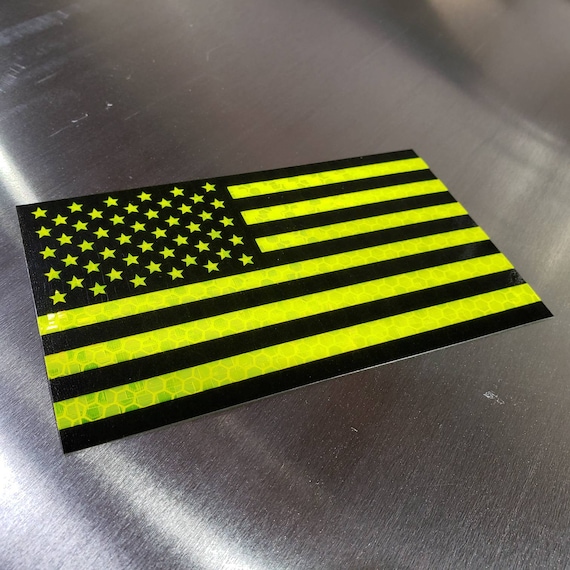 Safety Yellow Green American Flag Sticker Diamond Grade Etsy