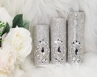 Crystal Rhinestones Bouquet Holder with Crystal Brooch Cardboard Tube MARBELLA