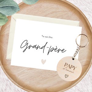 Annonce grossesse grand-parents, papy, papi, grand-père, tu vas être grand-père, carte + bouchon vin