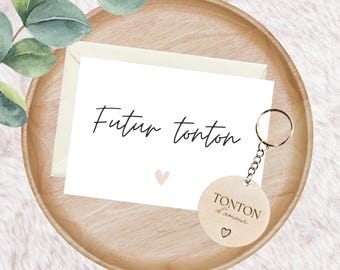 Annonce grossesse tonton, frère, ami, cousin, carte + bouchon vin, futur tonton