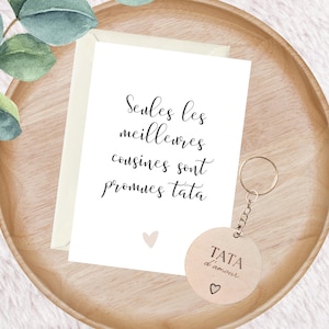 Pregnancy announcement for aunt, cousin, family, card + key ring