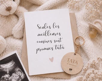 Pregnancy announcement card for aunt/cousin - Gift for future aunt - Baby announcement for future aunt - Keychain for future beloved aunt