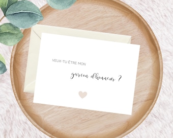 Demande garçon d'honneur mariage, cadeau garçon d'honneur, veux-tu être mon garçon d'honneur, carte, annonce garçon d'honneur