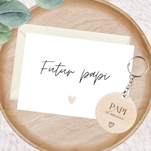 Annonce grossesse grands-parents, papi, futur papi, carte + bouchon vin ou porte-clé