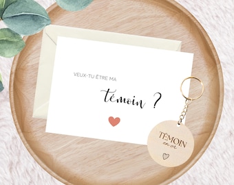 Pedido de testemunha de casamento, anúncio de testemunha de mulher, você será minha testemunha, cartão + chaveiro, anúncio de casamento, presente de testemunha