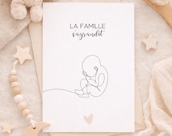 Pregnancy announcement card – The family is growing – original baby announcement for grandparents, dad, grandma, aunt, uncle, family, and friends