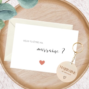 Annonce grossesse marraine, demande marraine, carte + porte-clé