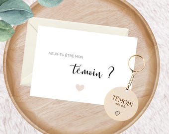 Demande témoin mariage, Annonce témoin homme, cadeau témoin mariage, veux-tu être mon témoin, carte + porte-clé
