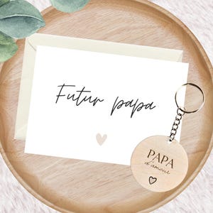 Annonce grossesse papa, mari, carte futur papa + bouchon vin ou porte-clé