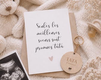 Pregnancy announcement card for aunt/sister - Gift for future aunt - Baby announcement - Keychain for future beloved aunt