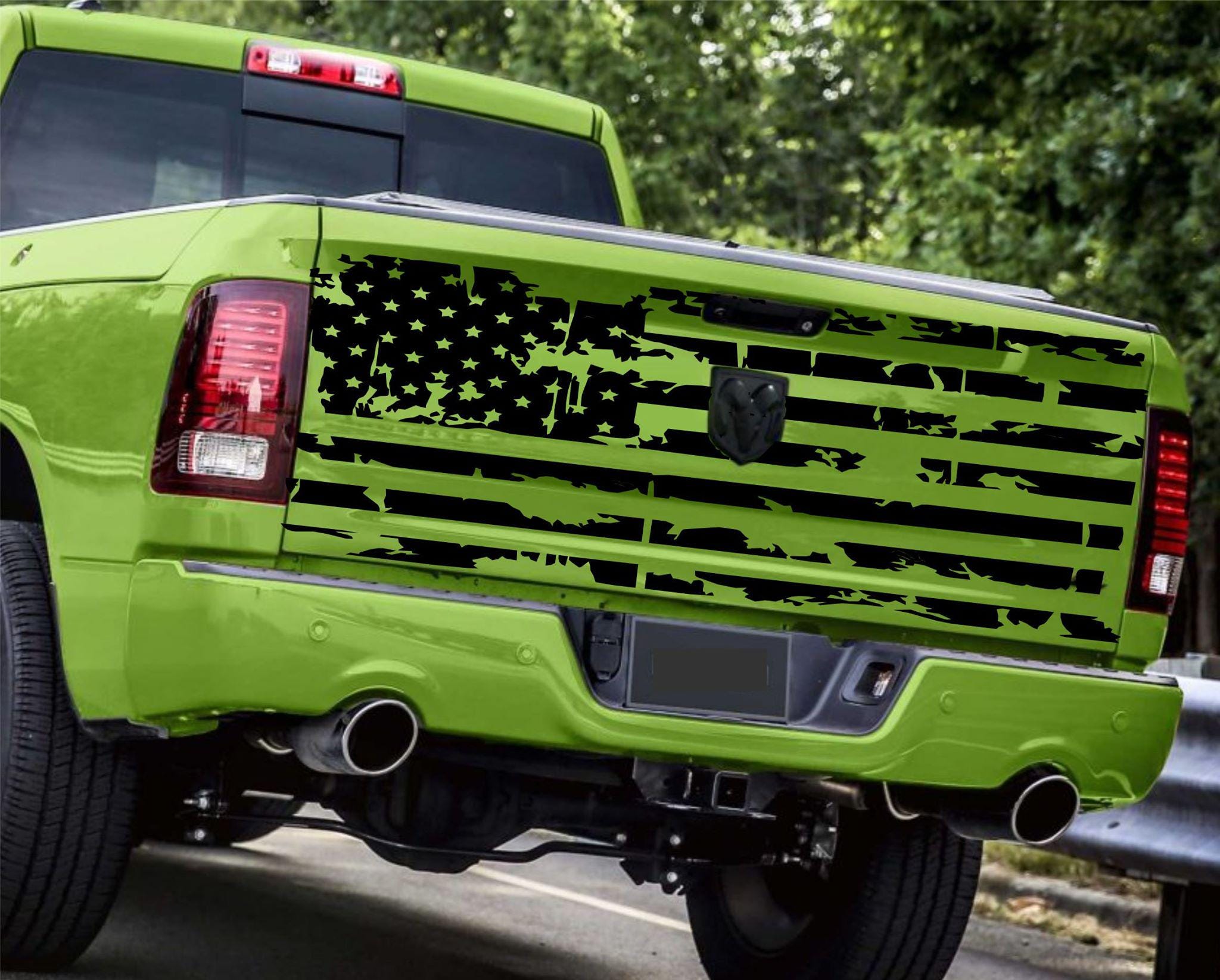 tailgate FLAG decal for Jeep Wrangler, Gladiator, Bronco, F150, RAM, Ranger