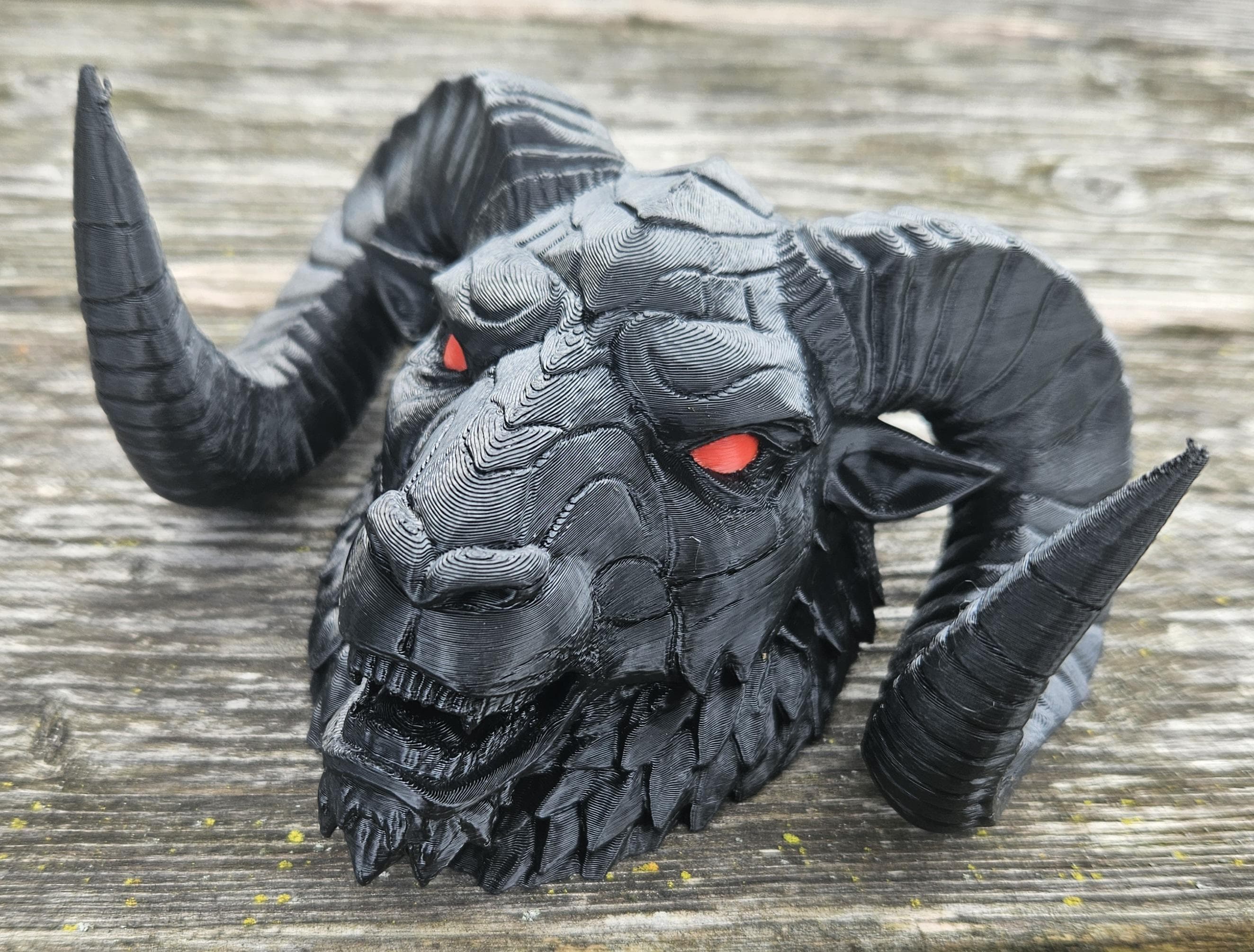 Ram's Head Hood Ornament: 3D Printed Truck Accessory With Red Eyes