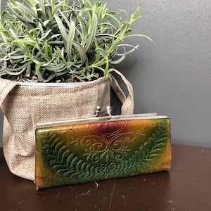 Vintage Schlanke Leder Brillenetui - Retro Geldbörse - Seltenes Lettisches Traditionelles Lederhandwerk