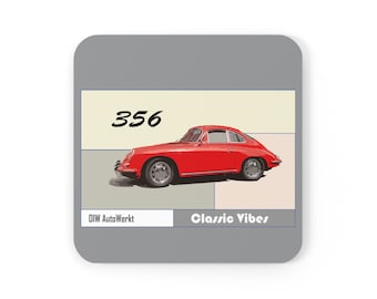 Roter Porsche 356 Kork Untersetzer