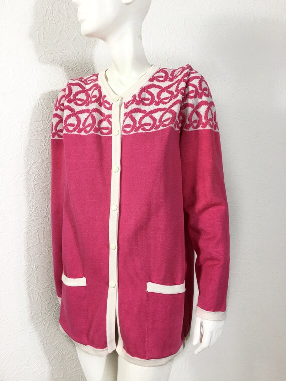 Courreges Paris Vintage 1960s Knitted Pink Cardiga