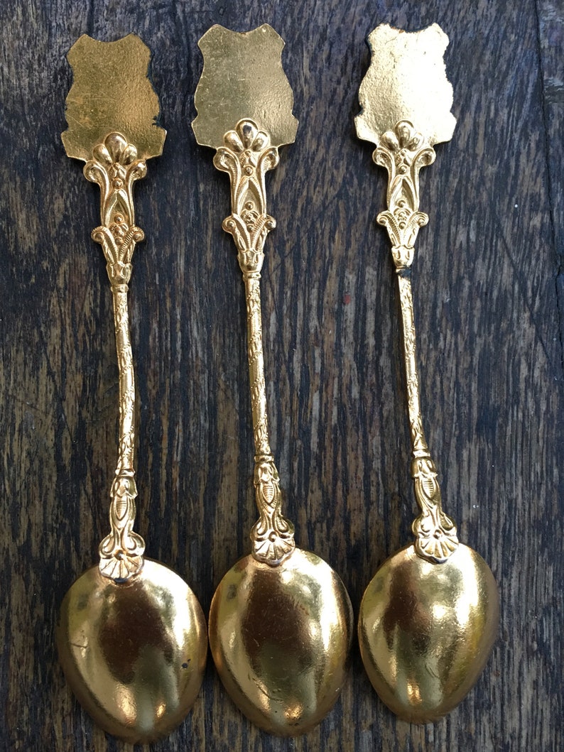 Vintage spoon set 6 pcs gold tone tea spoons Souvenir Etsy