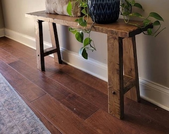 Solid wood rustic entryway bench / end of bed bench / window bench / plant bench