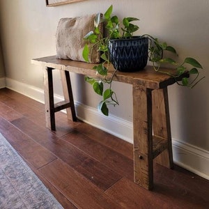 Solid wood rustic entryway bench / end of bed bench / window bench / plant bench