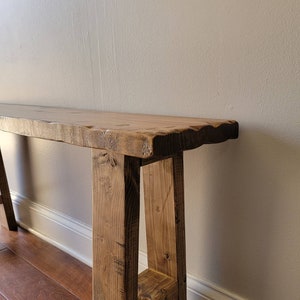 Solid wood rustic entryway bench / end of bed bench / window bench / plant bench image 2