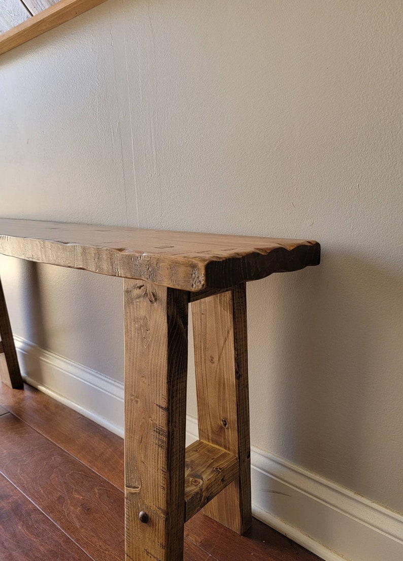 Solid wood rustic entryway bench / end of bed bench / window bench / plant bench image 2