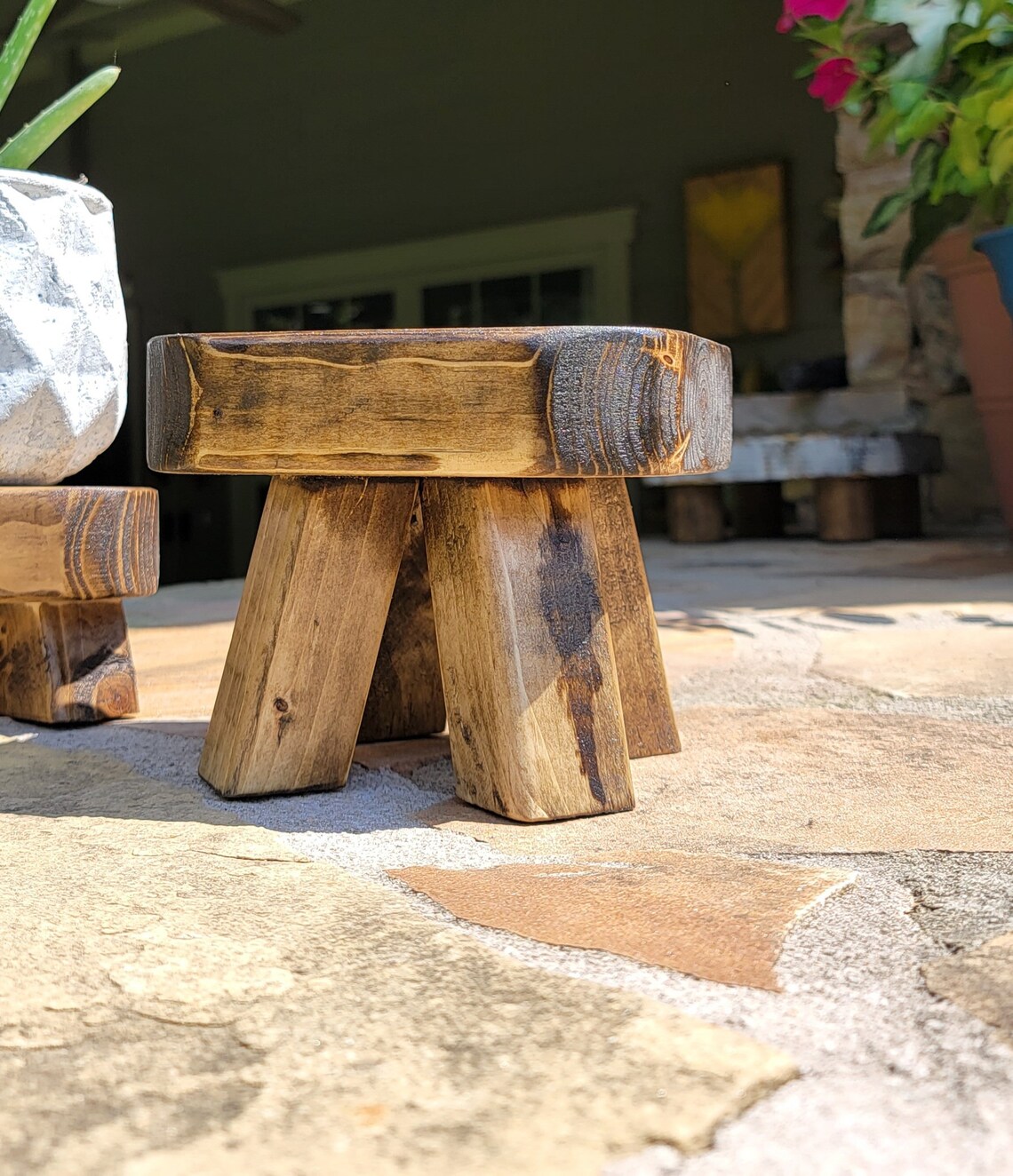 Solid Wood Rustic Plant Stand / Riser / Farmhouse Decor 5in - Etsy